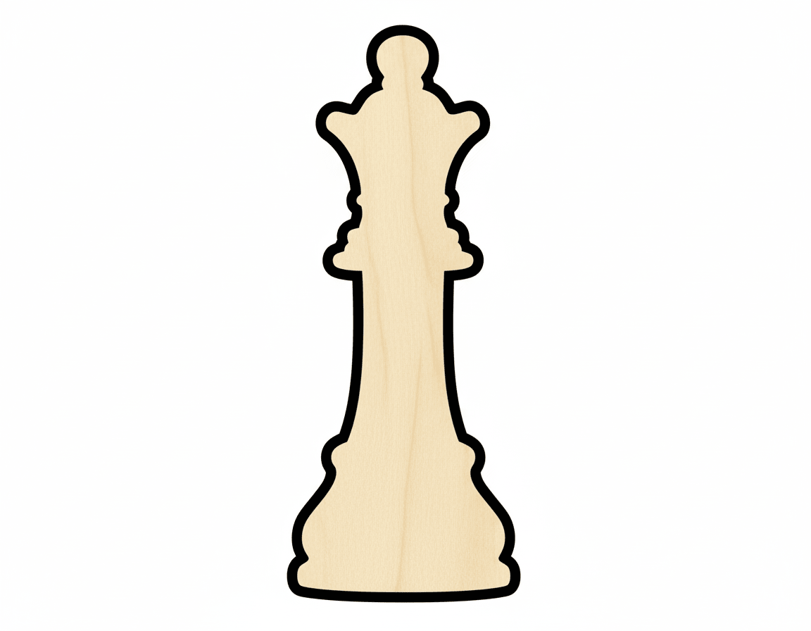 Wood Queen Chess Piece Shape DIY Craft Cutout Blank Door Hanger Wooden Cutout Cut Outs - Unfinished - NameSigns.com