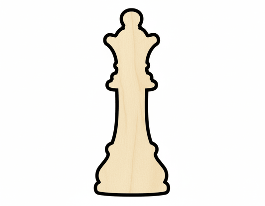 Wood Queen Chess Piece Shape DIY Craft Cutout Blank Door Hanger Wooden Cutout Cut Outs - Unfinished - NameSigns.com