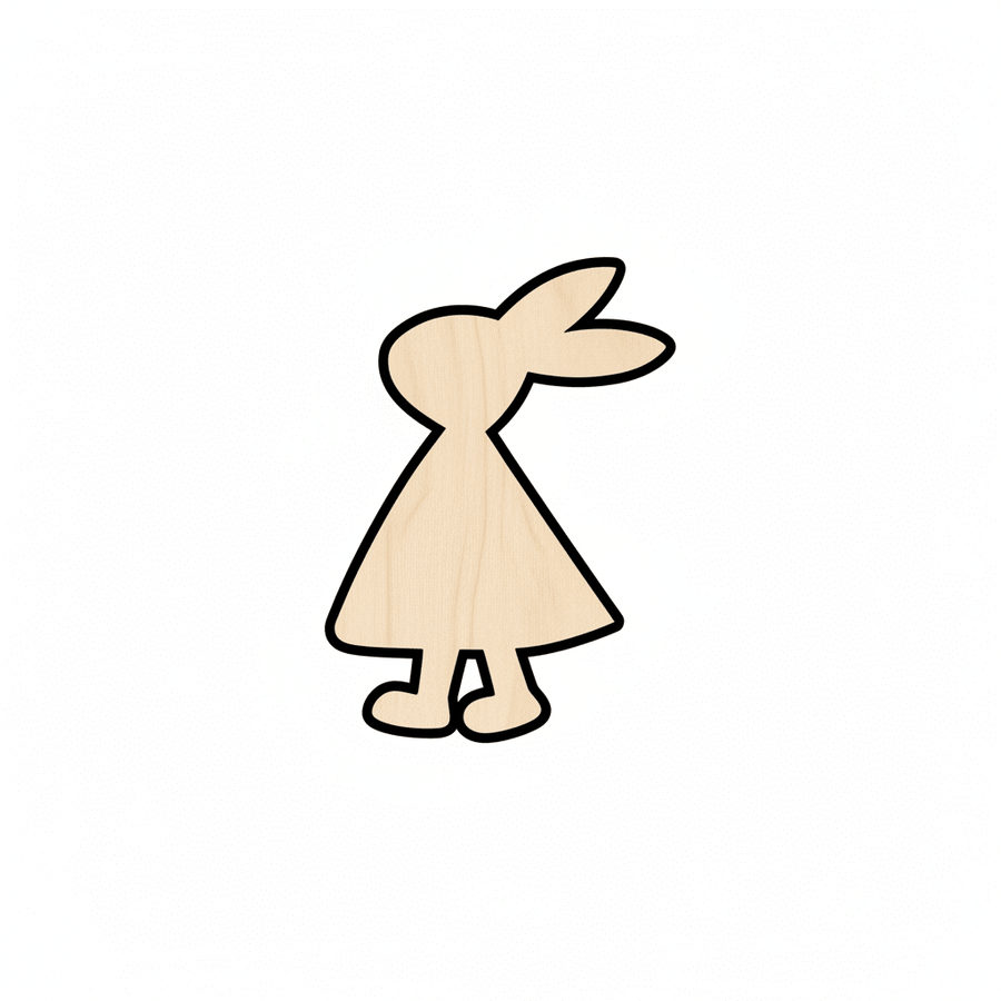 Wood Rabbit – Female Wooden Animal Shape for DIY Craft Supplies Blank Door Hanger Wooden Cutout Cut Outs - Unfinished - NameSigns.com