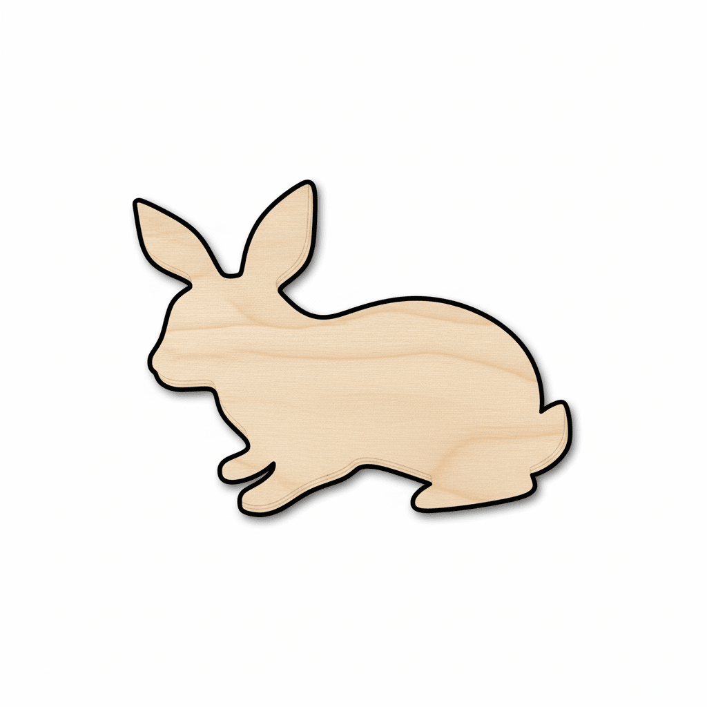 Wood Rabbit - Wooden Animal Shape DIY Craft Project Supplies Blank Door Hanger Wooden Cutout Cut Outs - Unfinished - NameSigns.com