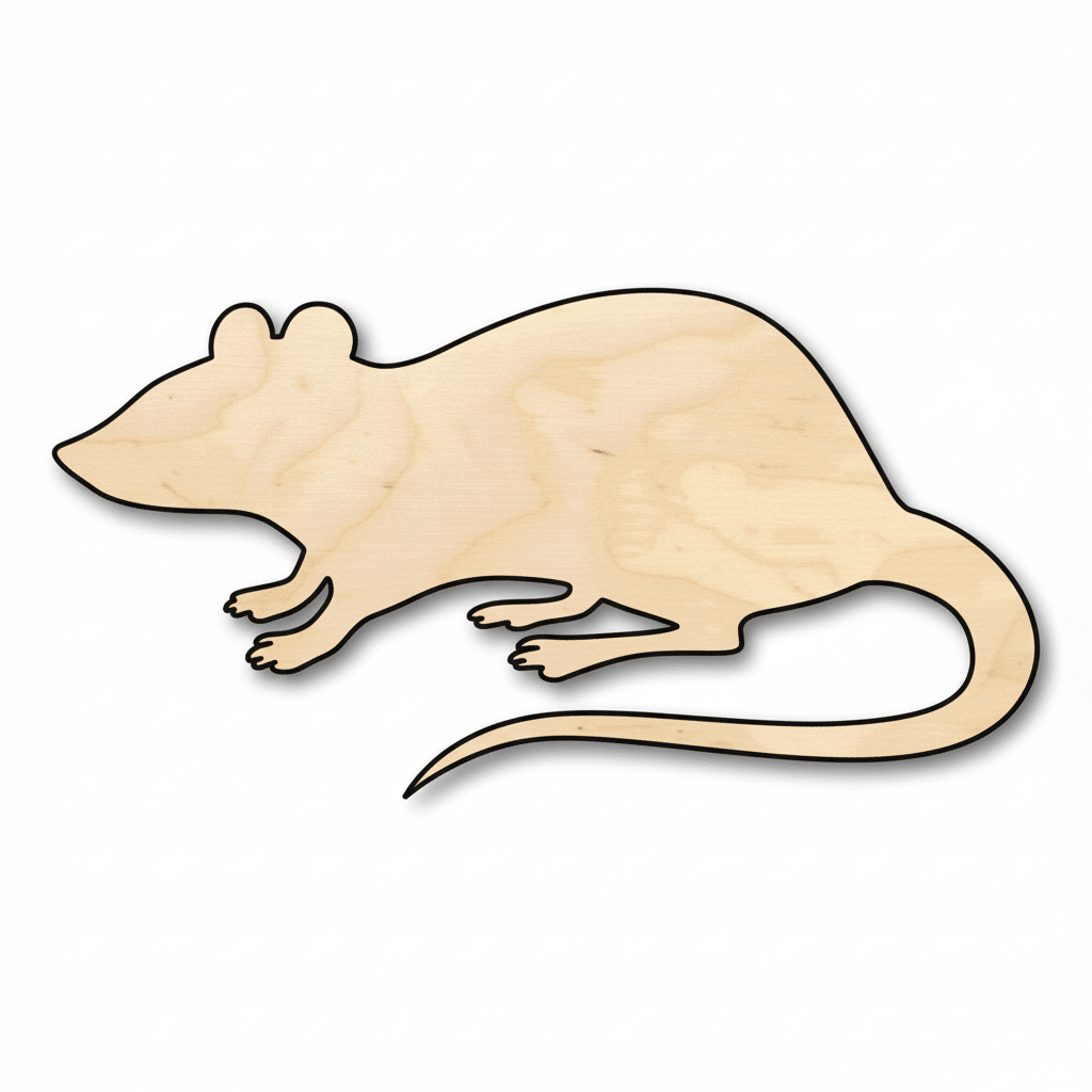 Wood Rat | Laser Cut Wood Shape for DIY Craft Project Supplies Blank Door Hanger Wooden Cutout Cut Outs - Unfinished - NameSigns.com