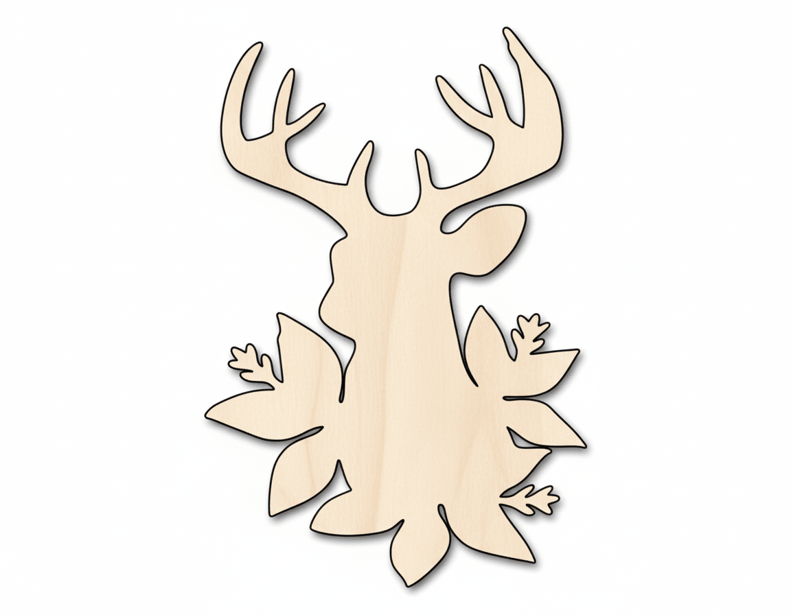 Wood Reindeer | Baltic Birch Plywood Laser Cut Plywood Craft Shapes Blank Door Hanger Wooden Cutout Cut Outs - Unfinished - NameSigns.com
