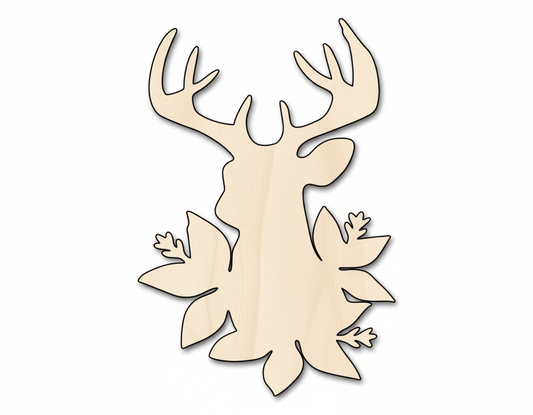 Wood Reindeer | Baltic Birch Plywood Laser Cut Plywood Craft Shapes Blank Door Hanger Wooden Cutout Cut Outs - Unfinished - NameSigns.com