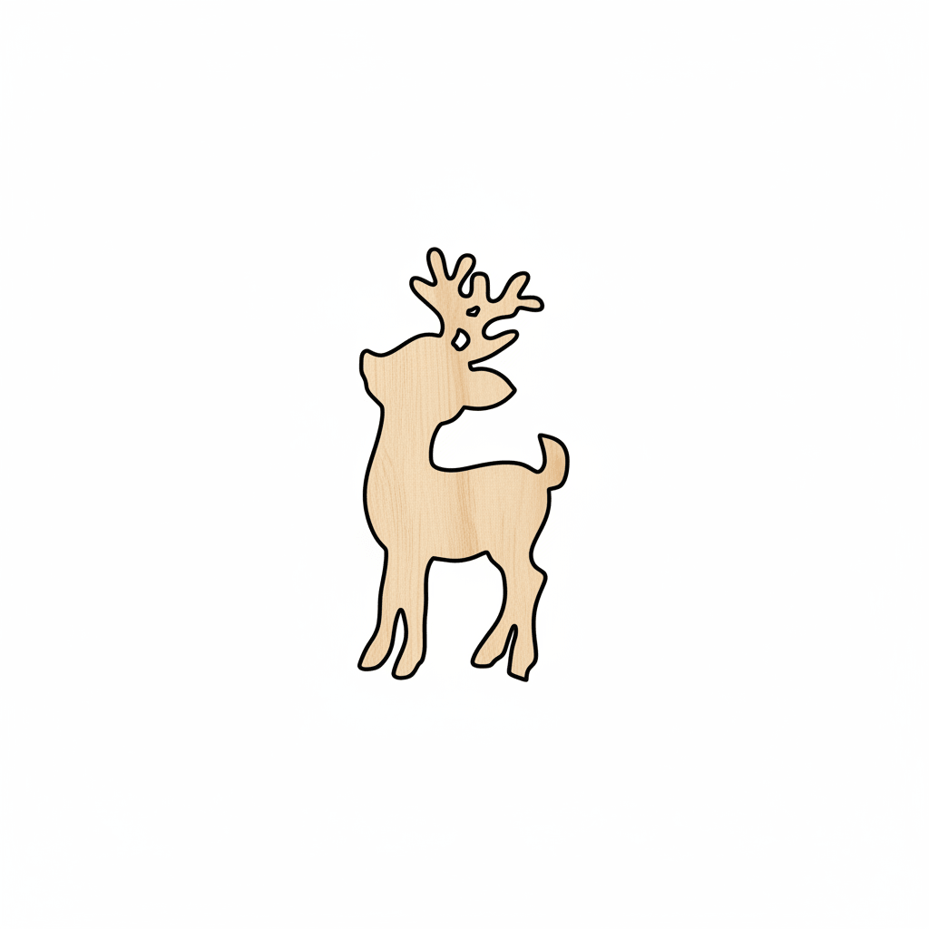Wood Reindeer – Baltic Birch Plywood | Sanded Natural Wood Shape Blank Door Hanger Wooden Cutout Cut Outs - Unfinished - NameSigns.com
