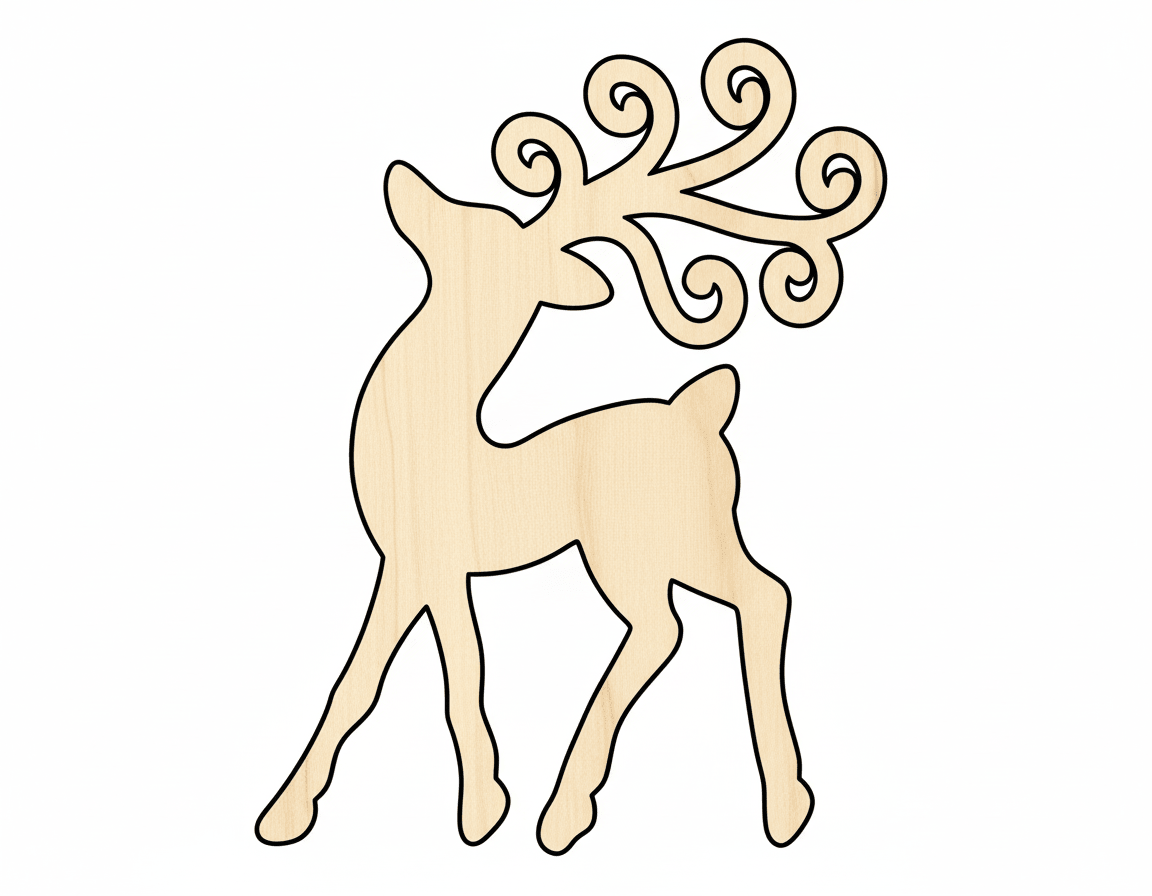 Wood Reindeer - Custom Wood Craft Shapes | Baltic Birch Plywood Cutouts Blank Door Hanger Wooden Cutout Cut Outs - Unfinished - NameSigns.com