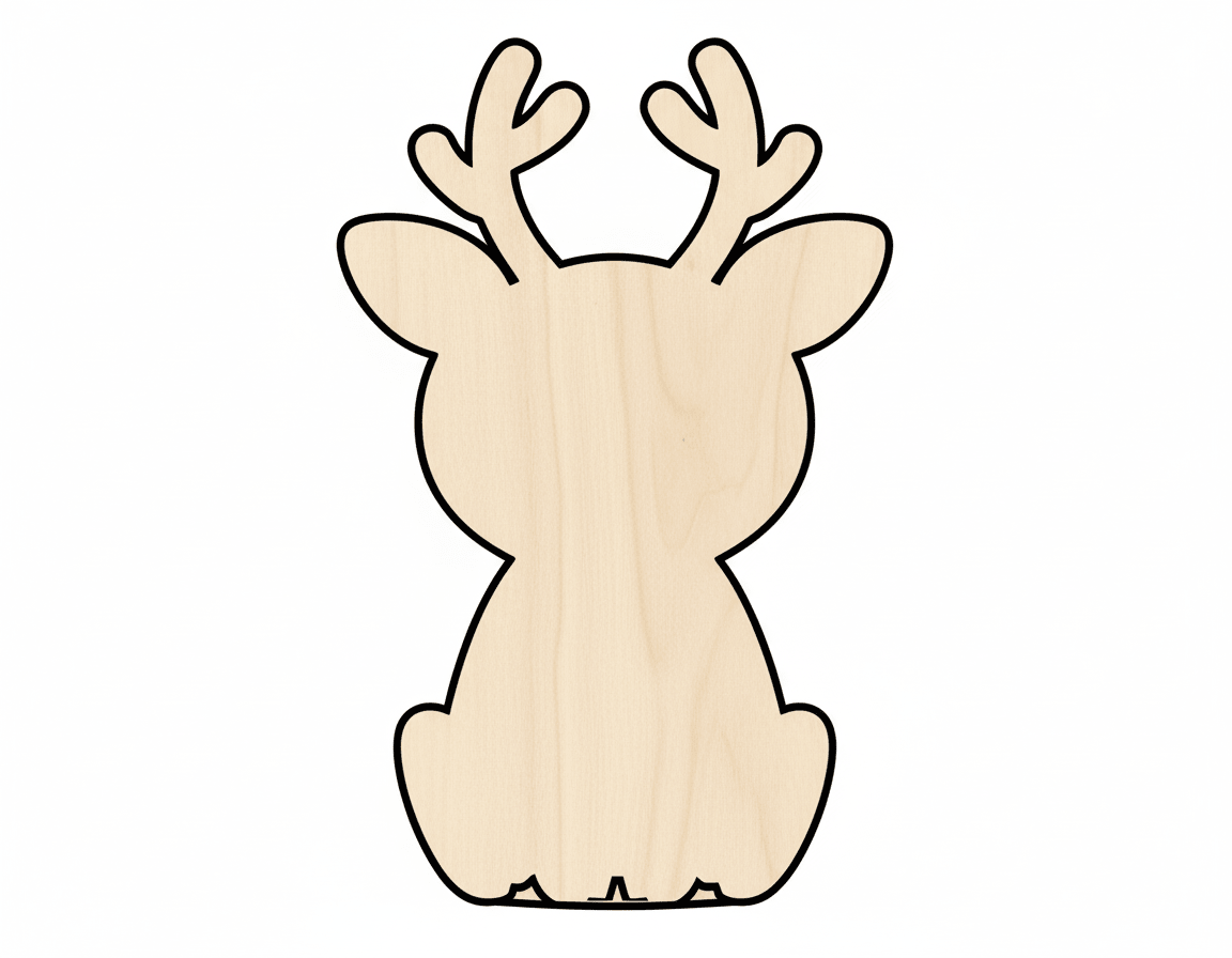 Wood Reindeer – Large Wooden Reindeer | Baltic Birch Plywood Cutout Blank Door Hanger Wooden Cutout Cut Outs - Unfinished - NameSigns.com