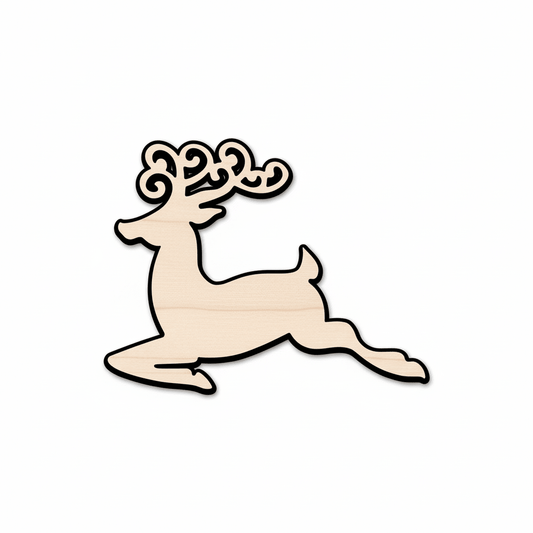 Wood Reindeer – Laser Cut Wood Silhouette for Holiday Craft Project Blank Door Hanger Wooden Cutout Cut Outs - Unfinished - NameSigns.com
