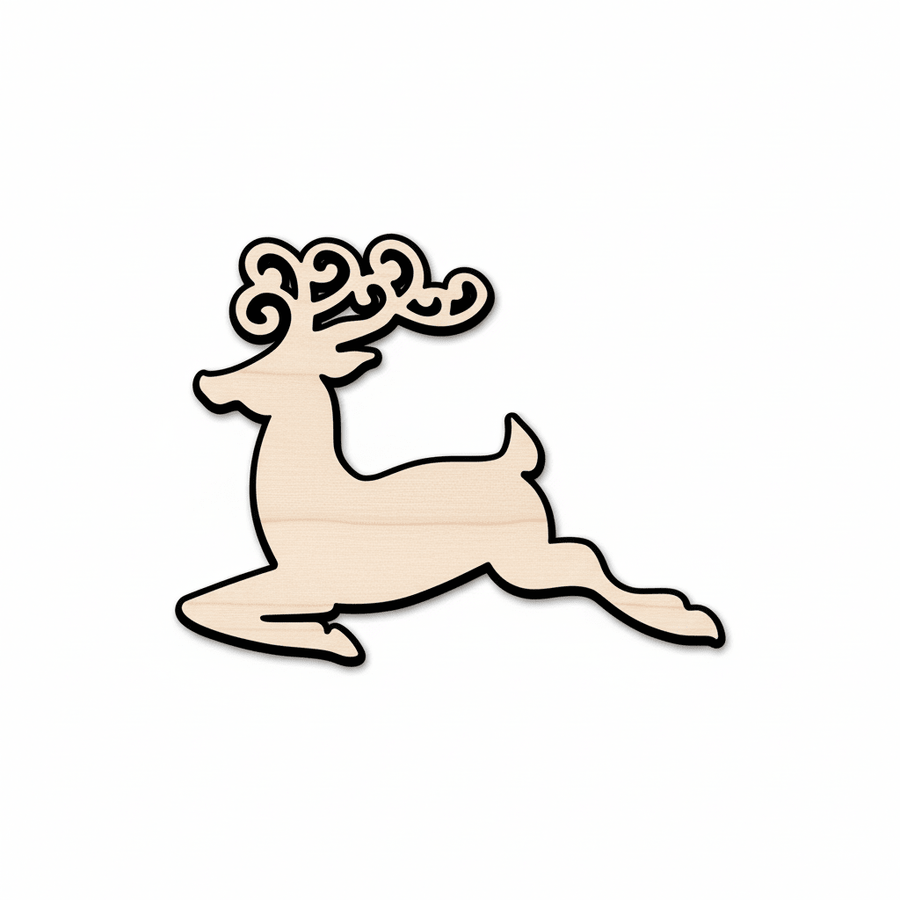 Wood Reindeer – Laser Cut Wood Silhouette for Holiday Craft Project Blank Door Hanger Wooden Cutout Cut Outs - Unfinished - NameSigns.com