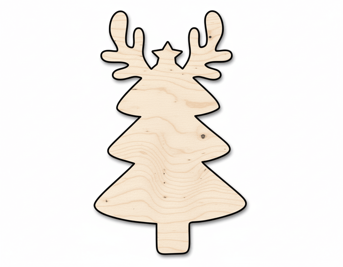 Wood Reindeer - Sanded Natural Wood Shapes | Baltic Birch Plywood Cutout Blank Door Hanger Wooden Cutout Cut Outs - Unfinished - NameSigns.com