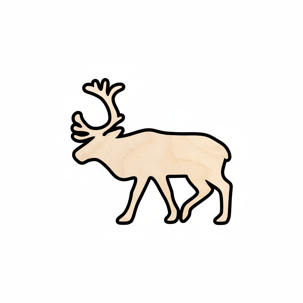 Wood Reindeer Shape – Baltic Birch Plywood Sanded Wood Craft Cutout 6"x4" Blank Door Hanger Wooden Cutout Cut Outs - Unfinished - NameSigns.com
