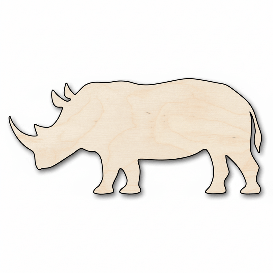 Wood Rhinoceros - Baltic Birch Plywood Wildlife Cutout 46" Shape Blank Door Hanger Wooden Cutout Cut Outs - Unfinished - NameSigns.com