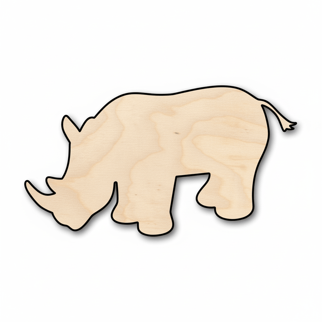 Wood Rhinoceros - DIY Wood Animal Craft Project Supplies 46" Blank Door Hanger Wooden Cutout Cut Outs - Unfinished - NameSigns.com