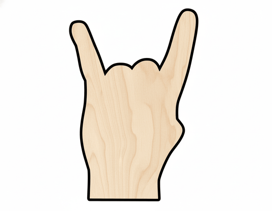 Wood Rock On Shape DIY Craft Cutout Blank Door Hanger Wooden Cutout Cut Outs - Unfinished - NameSigns.com