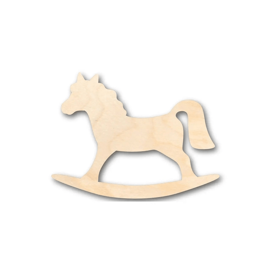Wood Rocking Horse – Laser Cut Wood Shape for DIY Wooden Crafts Blank Door Hanger Wooden Cutout Cut Outs - Unfinished - NameSigns.com