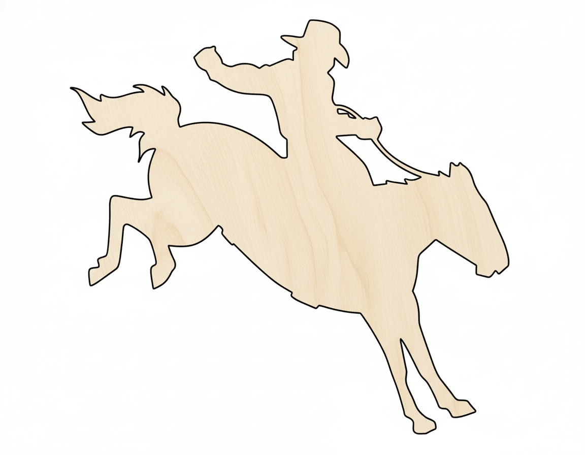 Wood Rodeo Cowboy Shape DIY Craft Cutout Blank Door Hanger Wooden Cutout Cut Outs - Unfinished - NameSigns.com
