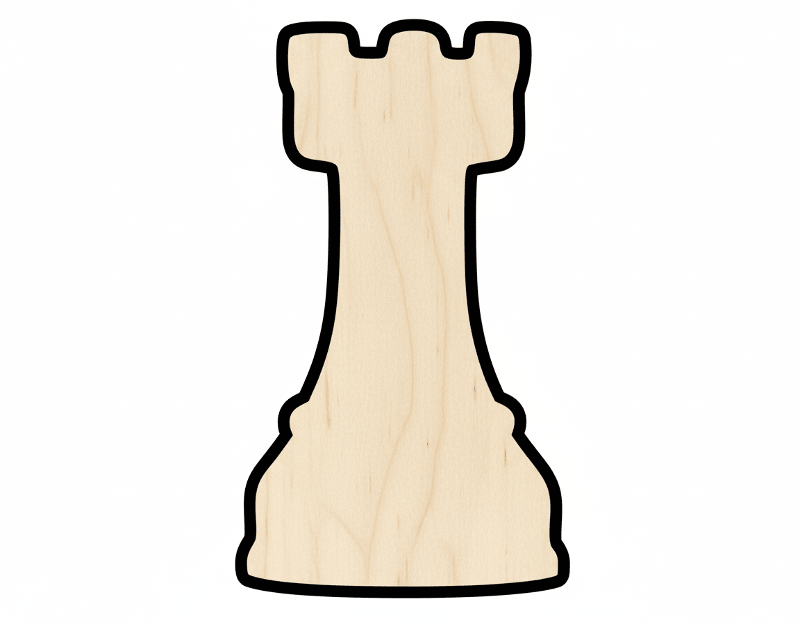 Wood Rook Chess Piece Shape DIY Craft Cutout Blank Door Hanger Wooden Cutout Cut Outs - Unfinished - NameSigns.com