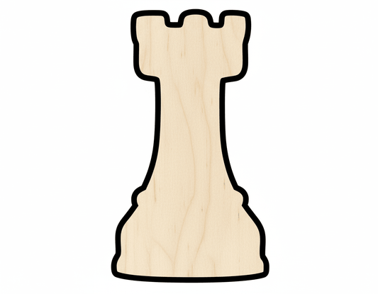 Wood Rook Chess Piece Shape DIY Craft Cutout Blank Door Hanger Wooden Cutout Cut Outs - Unfinished - NameSigns.com
