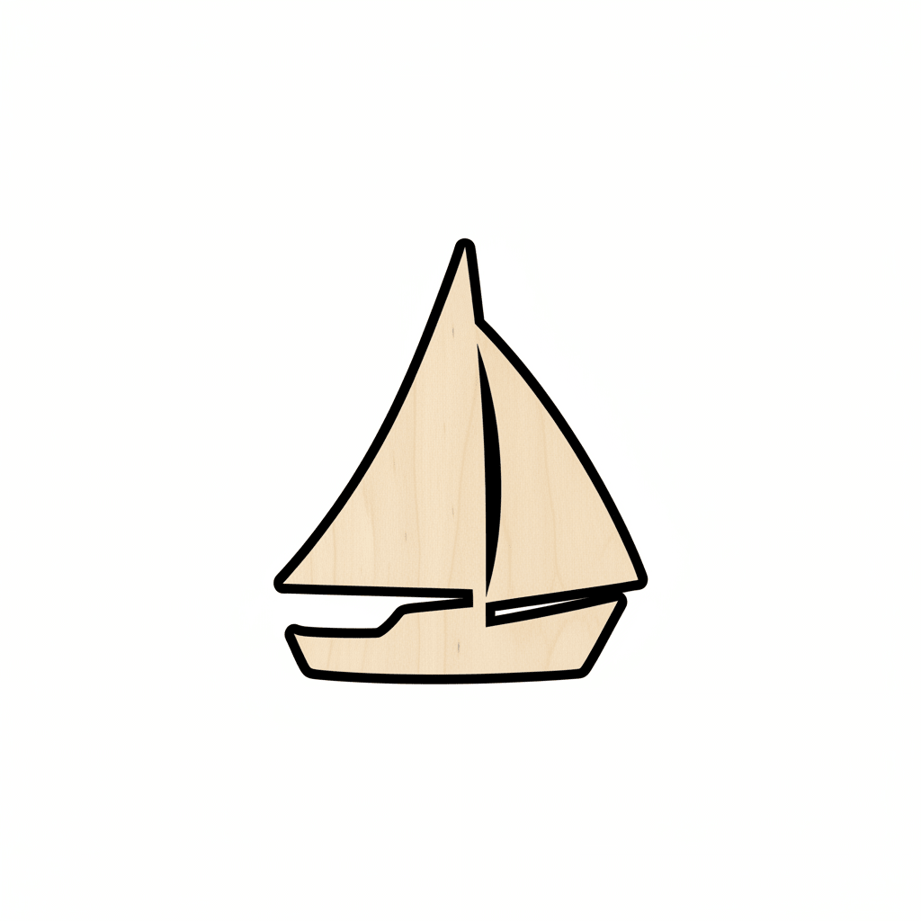 Wood Sailboat - Baltic Birch Plywood Boat Shape Cutout for Nautical Crafts Blank Door Hanger Wooden Cutout Cut Outs - Unfinished - NameSigns.com
