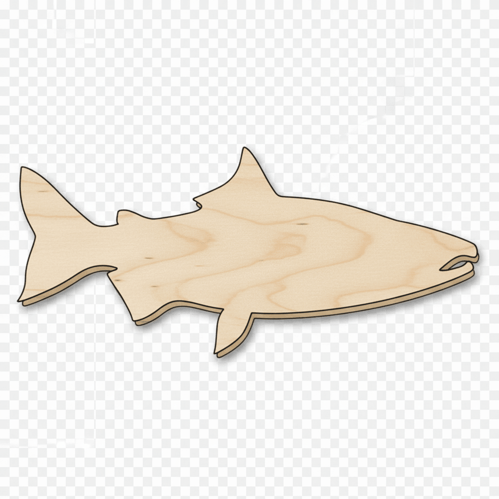 Wood Salmon - Natural Wood Fish Shape for DIY Craft Projects Up to 46" Blank Door Hanger Wooden Cutout Cut Outs - Unfinished - NameSigns.com