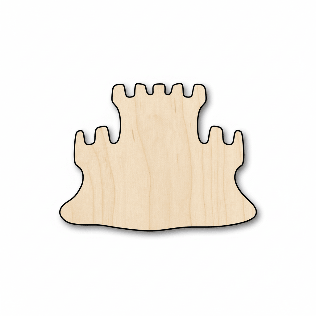 Wood Sandcastle – Custom Baltic Birch Plywood Craft Shapes for Nursery Decor Blank Door Hanger Wooden Cutout Cut Outs - Unfinished - NameSigns.com
