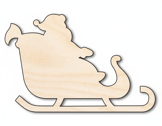 Wood Santa | Baltic Birch Plywood Sleigh Cutout - Custom Craft Shapes Blank Door Hanger Wooden Cutout Cut Outs - Unfinished - NameSigns.com