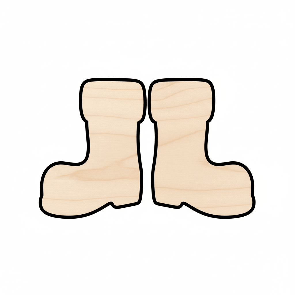 Wood Santa Boots – Baltic Birch Plywood Christmas Ornament DIY Craft Blank Door Hanger Wooden Cutout Cut Outs - Unfinished - NameSigns.com