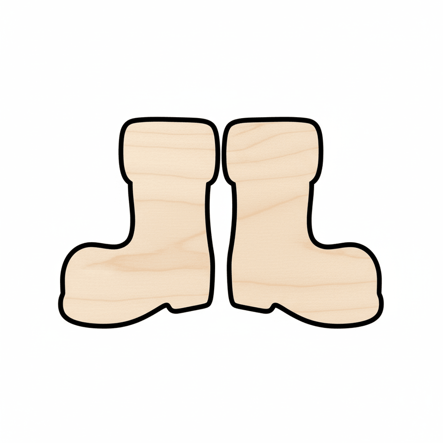 Wood Santa Boots – Baltic Birch Plywood Christmas Ornament DIY Craft Blank Door Hanger Wooden Cutout Cut Outs - Unfinished - NameSigns.com