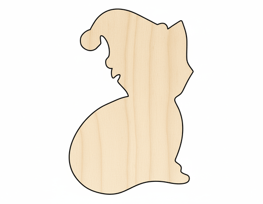 Wood Santa Hat Cutout - Baltic Birch Plywood DIY Wooden Ornament | Paintable Wood Shape Blank Door Hanger Wooden Cutout Cut Outs - Unfinished - NameSigns.com