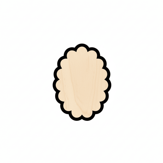 Wood Scalloped Oval Shape - Craft - Blank Door Hanger Wooden Cutout Cut Outs - Unfinished - NameSigns.com