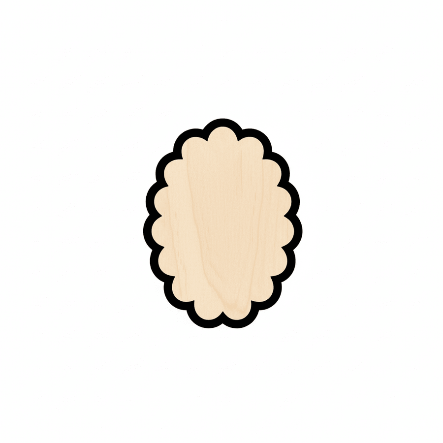 Wood Scalloped Oval Shape - Craft - Blank Door Hanger Wooden Cutout Cut Outs - Unfinished - NameSigns.com