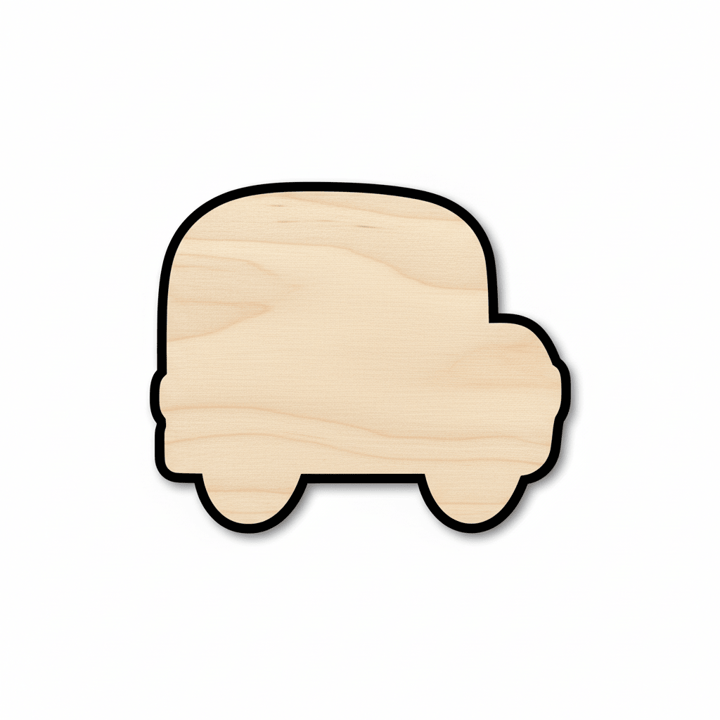 Wood School Bus Silhouette - Craft - Blank Door Hanger Wooden Cutout Cut Outs - Unfinished - NameSigns.com