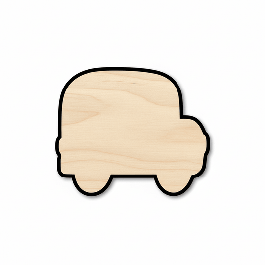 Wood School Bus Silhouette - Craft - Blank Door Hanger Wooden Cutout Cut Outs - Unfinished - NameSigns.com