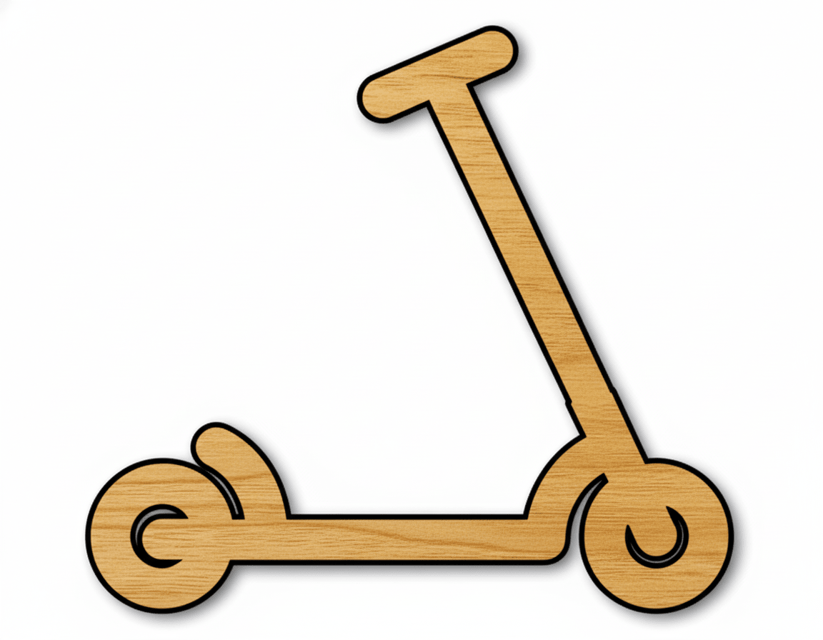 Wood Scooter – Custom Baltic Birch Plywood Cutout for Crafts Blank Door Hanger Wooden Cutout Cut Outs - Unfinished - NameSigns.com