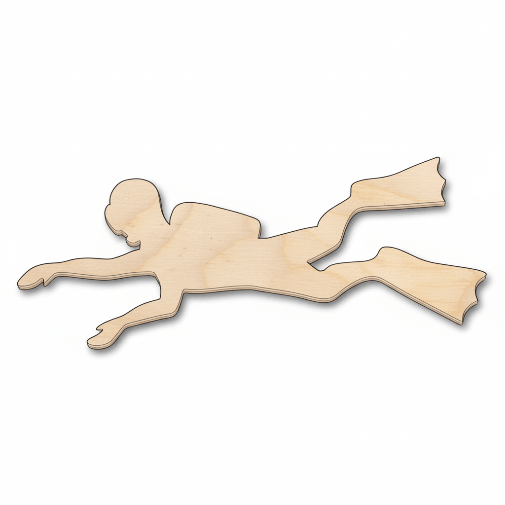 Wood Scuba Diver - Baltic Birch Plywood Laser Cut Wood Shape for DIY Wall Art Blank Door Hanger Wooden Cutout Cut Outs - Unfinished - NameSigns.com