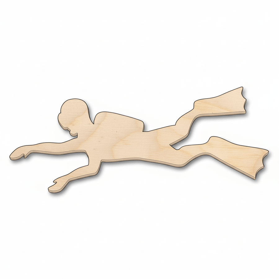 Wood Scuba Diver - Baltic Birch Plywood Laser Cut Wood Shape for DIY Wall Art Blank Door Hanger Wooden Cutout Cut Outs - Unfinished - NameSigns.com
