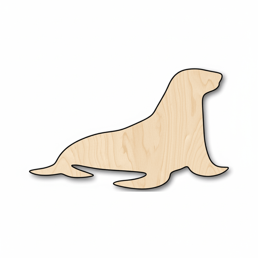Wood Sea Lion Baltic Birch Plywood – Natural Craft Shape for Nursery Decor Blank Door Hanger Wooden Cutout Cut Outs - Unfinished - NameSigns.com