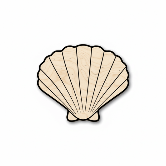 Wood Sea Shell - Clam Shell Cutout | Baltic Birch Plywood Craft Shapes Blank Door Hanger Wooden Cutout Cut Outs - Unfinished - NameSigns.com