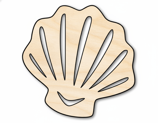 Wood Sea Shell – Custom Baltic Birch Wood Craft Cutout for DIY Decor Blank Door Hanger Wooden Cutout Cut Outs - Unfinished - NameSigns.com