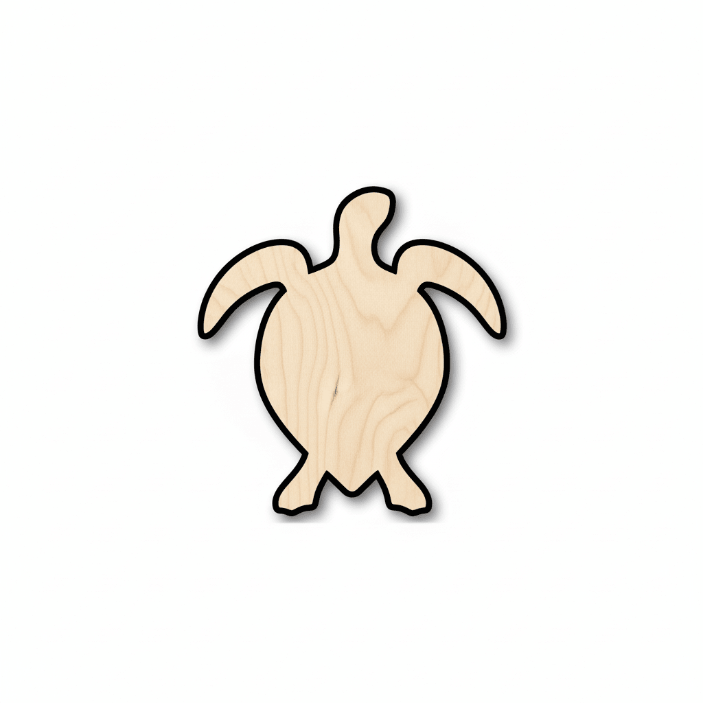 Wood Sea Turtle – Baltic Birch Plywood Laser Cut Wood Craft Shapes Blank Door Hanger Wooden Cutout Cut Outs - Unfinished - NameSigns.com