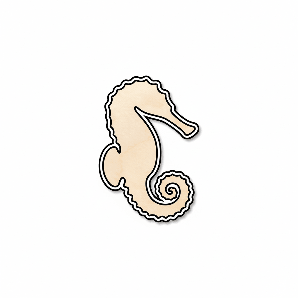 Wood Seahorse – Baltic Birch Plywood Wooden Animal Shapes for Nursery Wall Decor Blank Door Hanger Wooden Cutout Cut Outs - Unfinished - NameSigns.com