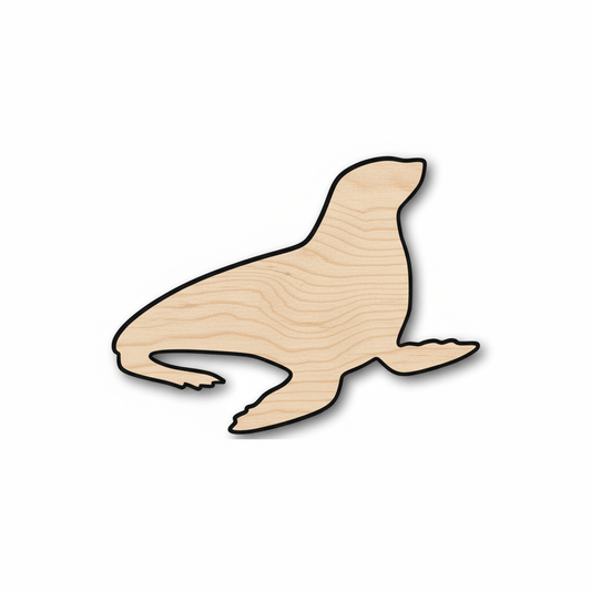 Wood Seal - Baltic Birch Plywood Ocean Animal Craft Shape | Handmade Blank Door Hanger Wooden Cutout Cut Outs - Unfinished - NameSigns.com