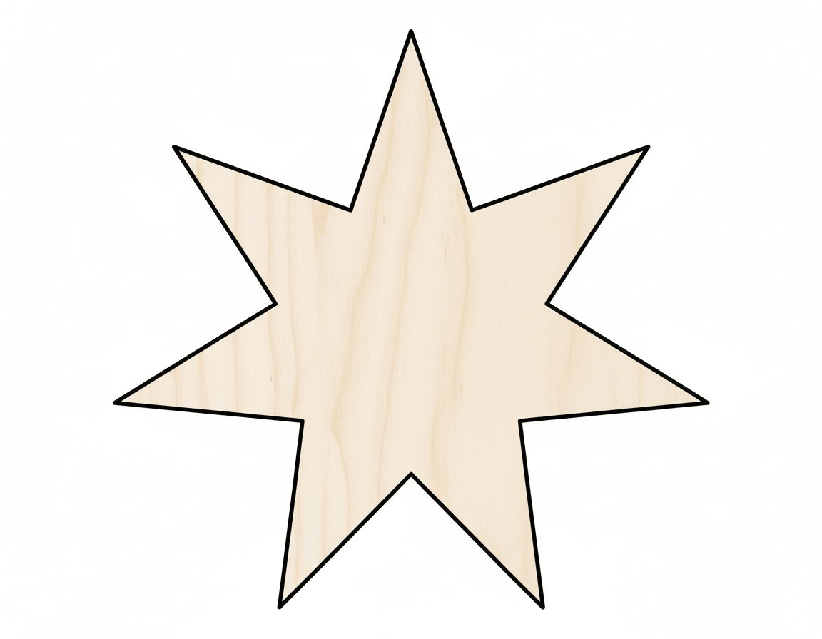Wood Seven Pointed Star Shape - Craft - Blank Door Hanger Wooden Cutout Cut Outs - Unfinished - NameSigns.com
