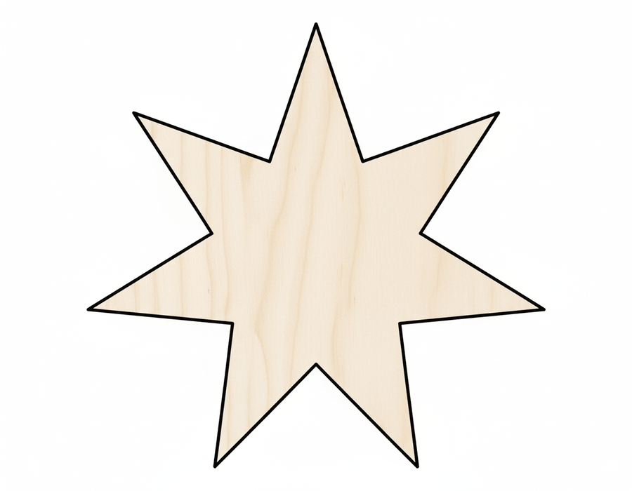 Wood Seven Pointed Star Shape - Craft - Blank Door Hanger Wooden Cutout Cut Outs - Unfinished - NameSigns.com