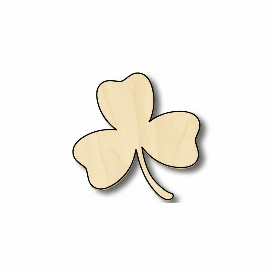 Wood Shamrock | Birch Plywood Cutouts - St Patricks Decor Craft Blank Door Hanger Wooden Cutout Cut Outs - Unfinished - NameSigns.com