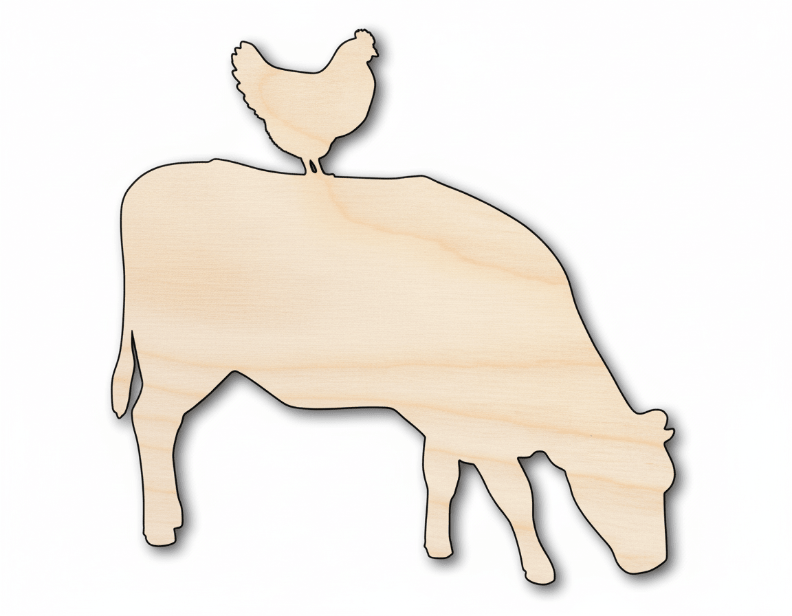Wood Shape – Handmade Wooden Decor | Cow & Chicken Craft Project Blank Door Hanger Wooden Cutout Cut Outs - Unfinished - NameSigns.com