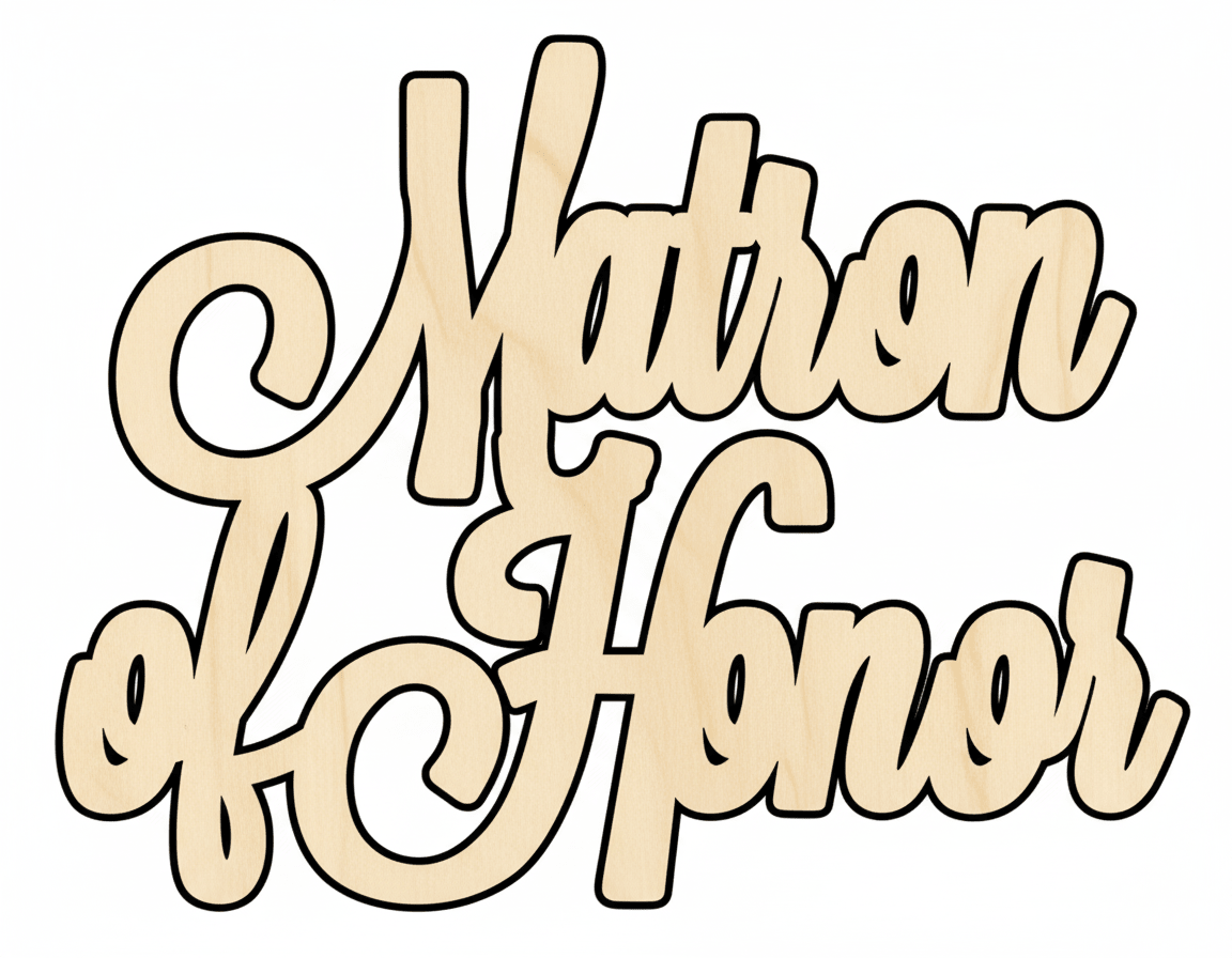 Wood Shape - Matron of Honor Sign | Birch Plywood Cutouts, Laser Cut Wood Blank Door Hanger Wooden Cutout Cut Outs - Unfinished - NameSigns.com
