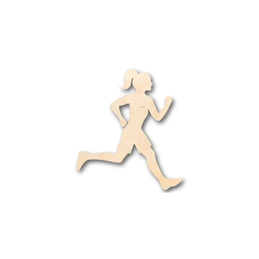 Wood Shape – Running Girl Silhouette | Baltic Birch Plywood Decor Blank Door Hanger Wooden Cutout Cut Outs - Unfinished - NameSigns.com