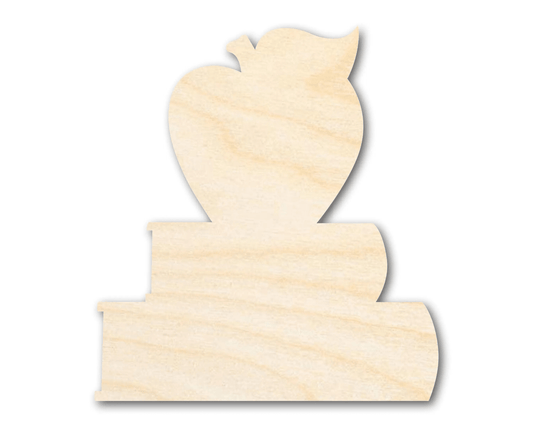 Wood Shapes – Laser Cut Apple & Books Craft Pieces for DIY Blank Door Hanger Wooden Cutout Cut Outs - Unfinished - NameSigns.com
