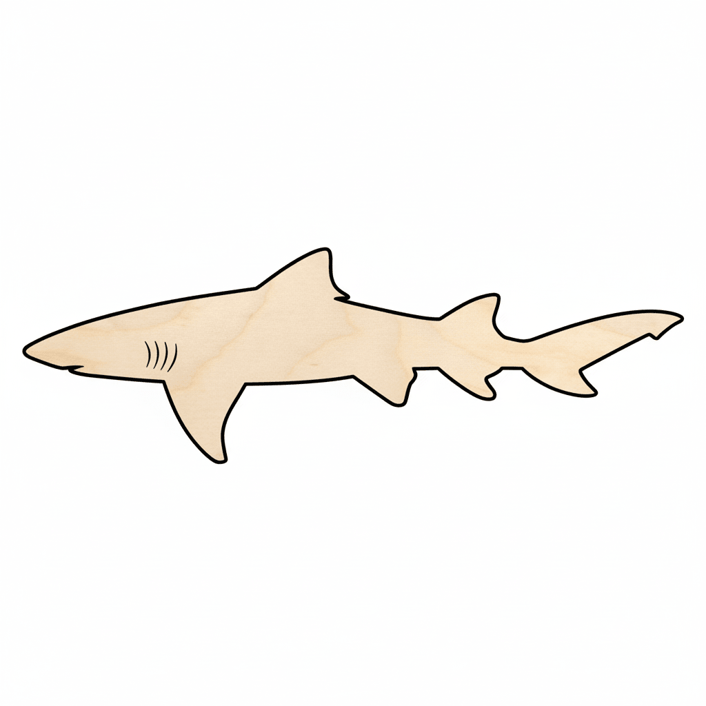 Wood Shark - Baltic Birch Plywood Craft Shape Up to 46" for DIY Projects Blank Door Hanger Wooden Cutout Cut Outs - Unfinished - NameSigns.com