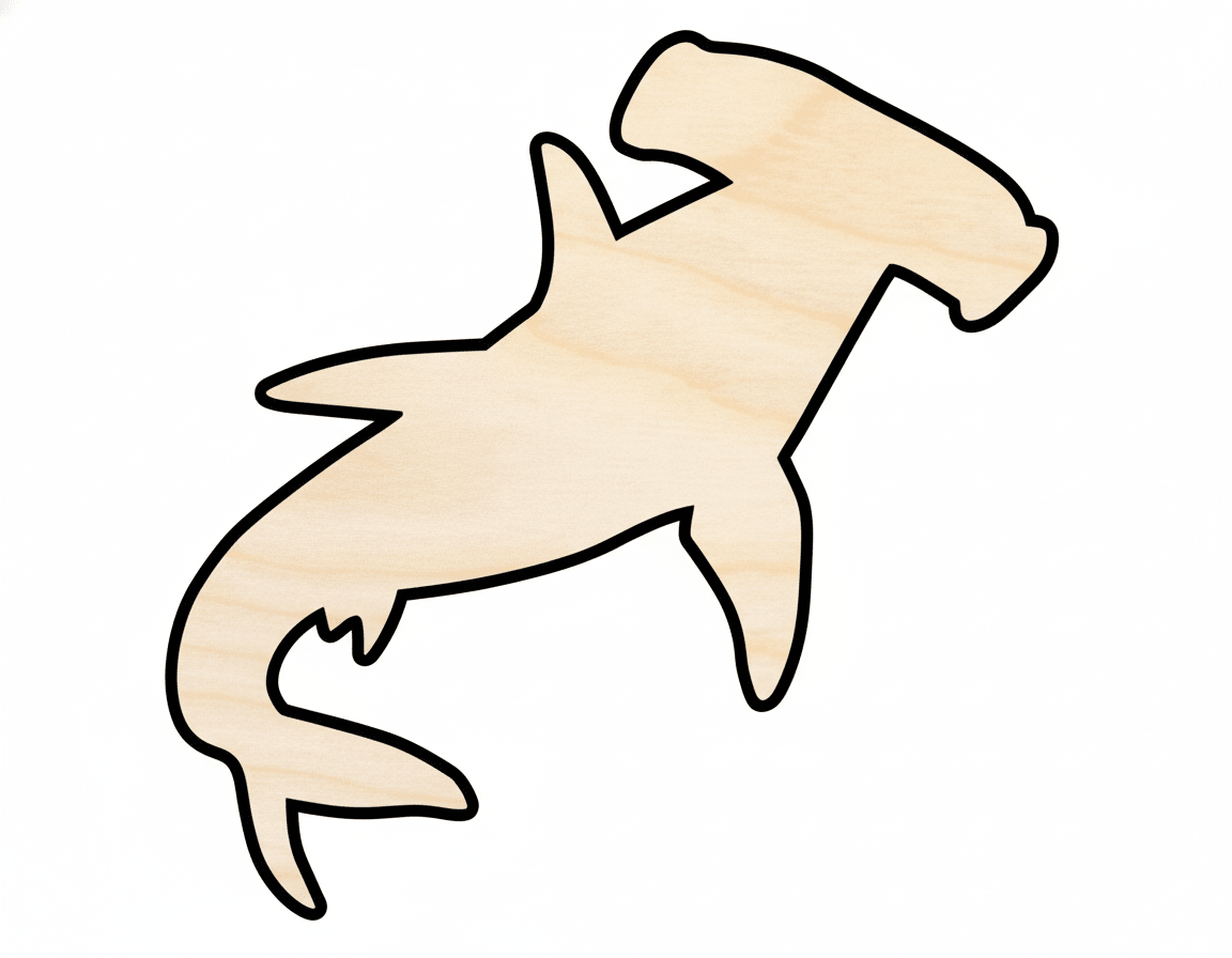 Wood Shark Cutout – Hammerhead Shark Art Baltic Birch Wood 46" Blank Door Hanger Wooden Cutout Cut Outs - Unfinished - NameSigns.com
